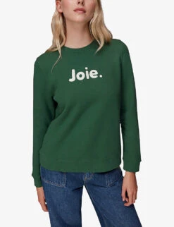 Whistles Joie Slogan-appliqué Cotton-jersey Sweatshirt -The Fashion Shop R04088163 DARKGREEN ALT02