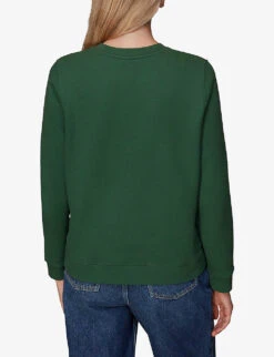 Whistles Joie Slogan-appliqué Cotton-jersey Sweatshirt -The Fashion Shop R04088163 DARKGREEN ALT03