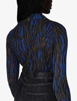 Whistles Animal-print Stretch-mesh Shirt -The Fashion Shop R04088167 MULTICOLOURED ALT03