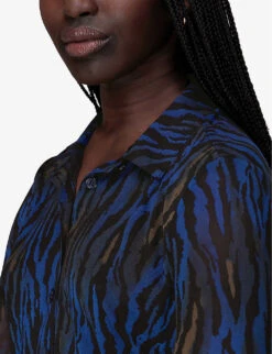Whistles Animal-print Stretch-mesh Shirt -The Fashion Shop R04088167 MULTICOLOURED ALT04