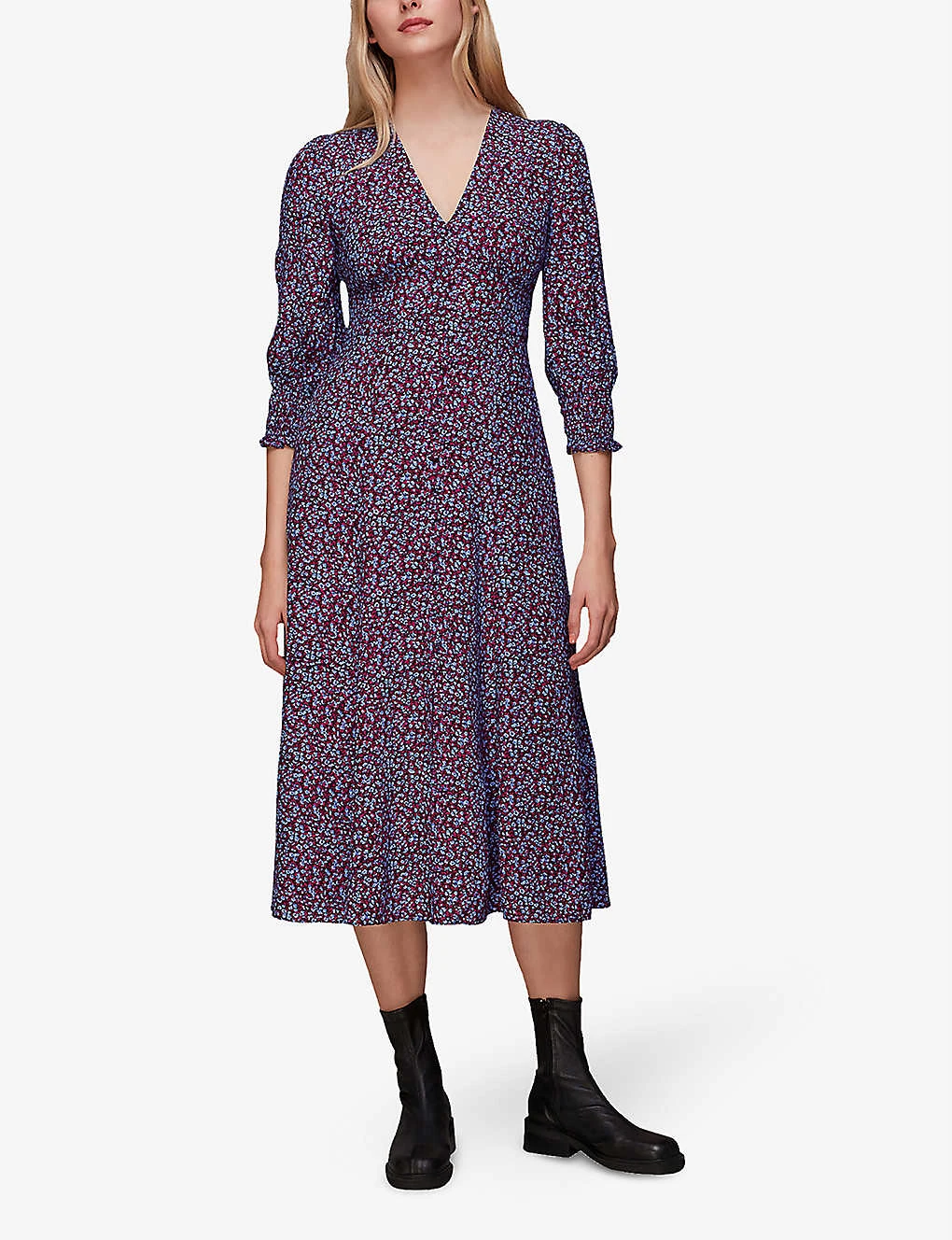 Whistles Floral-print V-neck Woven Midi Dress 2 Whistles Floral-print V-neck Woven Midi Dress - Image 2