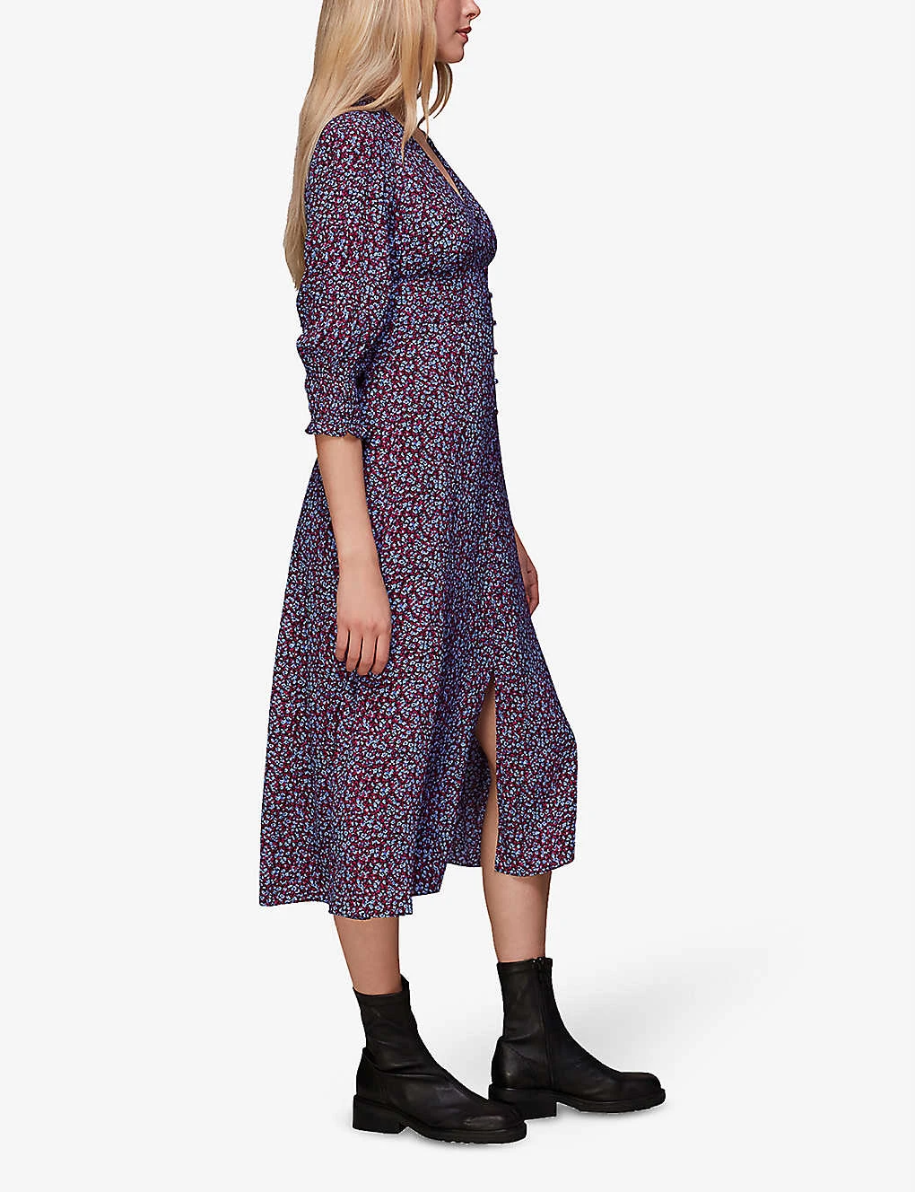 Whistles Floral-print V-neck Woven Midi Dress 3 Whistles Floral-print V-neck Woven Midi Dress - Image 3