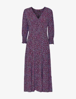 Whistles Floral-print V-neck Woven Midi Dress