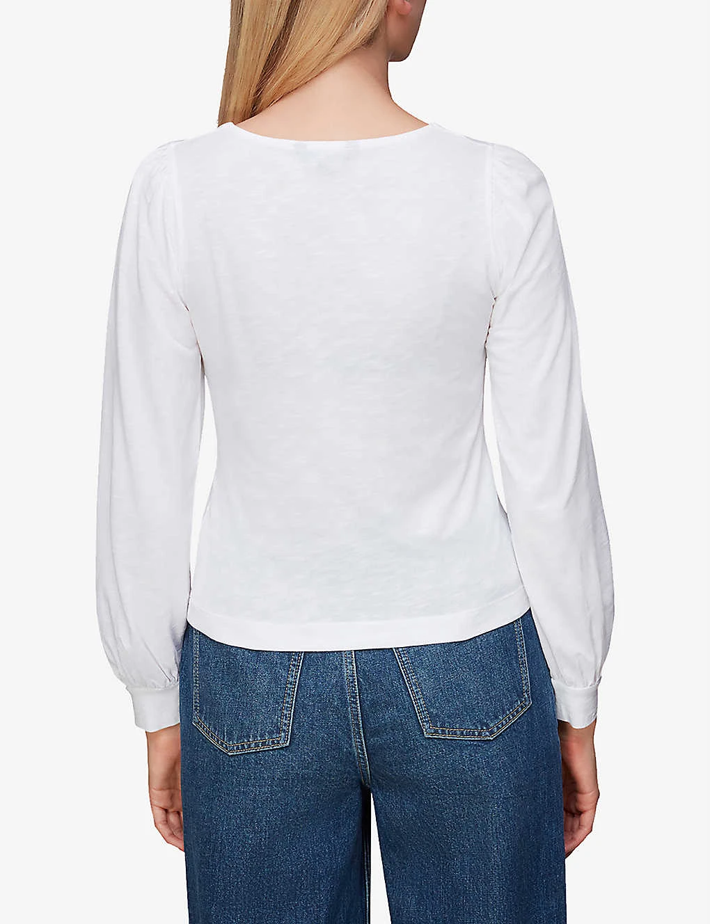 Whistles Amber V-neck Buttoned Cotton-blend Top 4 Whistles Amber V-neck Buttoned Cotton-blend Top - Image 4