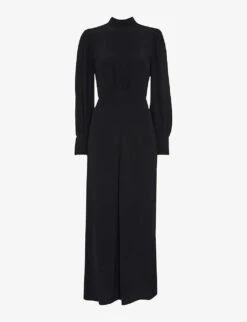 Whistles Fitted Shirred-bodice Viscose Jumpsuit