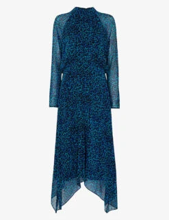 Whistles Carlotta Leopard-print Recycled-polyester Midi Dress