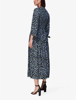 Whistles Dalmatian-print Shirred-bodice Woven Midi Dress -The Fashion Shop R04092074 MULTICOLOURED ALT03