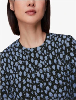 Whistles Dalmatian-print Shirred-bodice Woven Midi Dress -The Fashion Shop R04092074 MULTICOLOURED ALT04