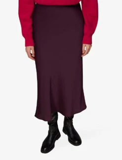 Whistles Bias-cut Satin Recycled-polyester Midi Skirt 7 Whistles Bias-cut Satin Recycled-polyester Midi Skirt -The Fashion Shop R04092949 PLUMCLARET ALT02