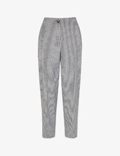 Whistles Lila Checked Straight-leg Mid-rise Woven Trousers