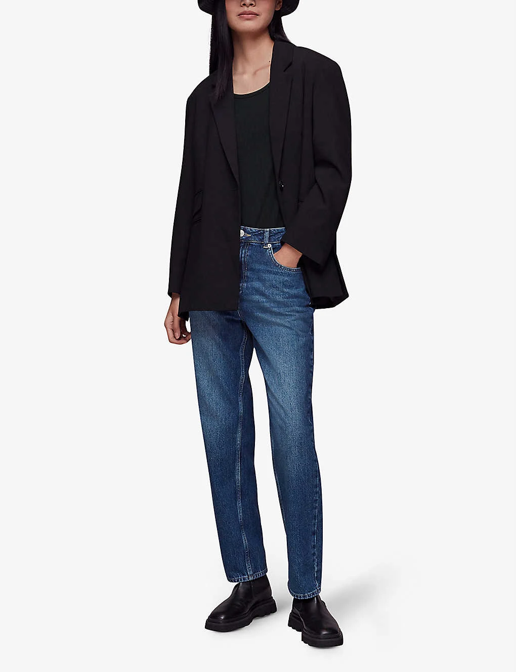 Whistles Slim-fit Scoop-neck Ribbed Stretch-woven Top 2 Whistles Slim-fit Scoop-neck Ribbed Stretch-woven Top - Image 2