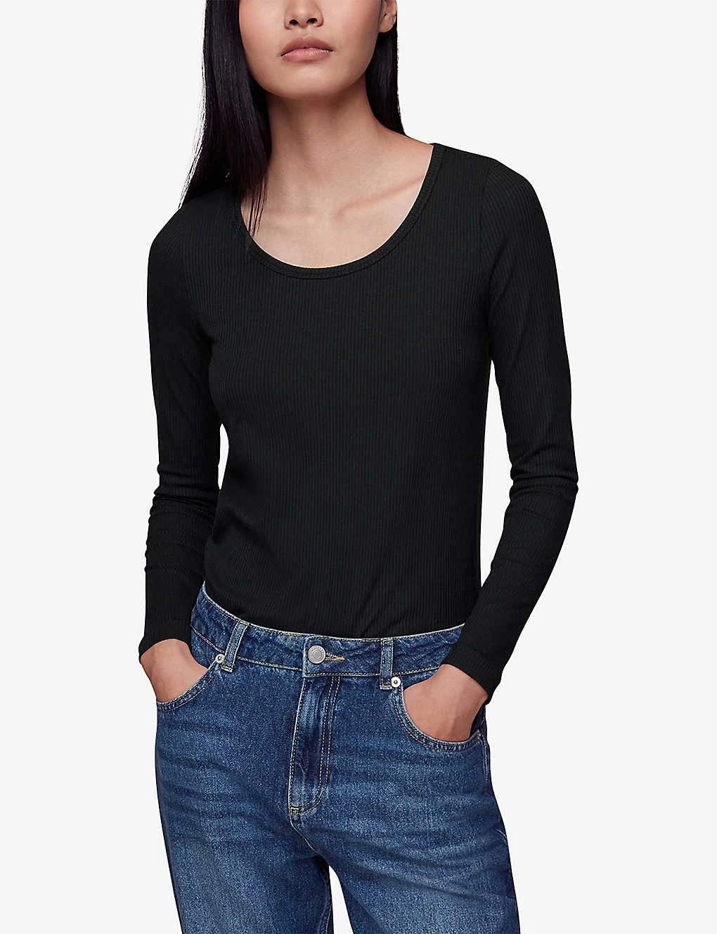 Whistles Slim-fit Scoop-neck Ribbed Stretch-woven Top 3 Whistles Slim-fit Scoop-neck Ribbed Stretch-woven Top - Image 3
