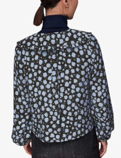 Whistles Dalmatian-print Wide-collar Woven Shirt 8 Whistles Dalmatian-print Wide-collar Woven Shirt -The Fashion Shop R04097000 BLACK ALT03