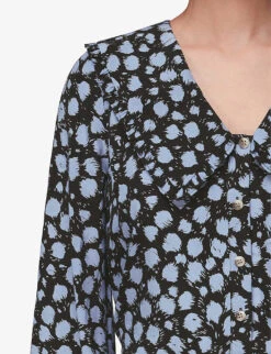 Whistles Dalmatian-print Wide-collar Woven Shirt 9 Whistles Dalmatian-print Wide-collar Woven Shirt -The Fashion Shop R04097000 BLACK ALT04