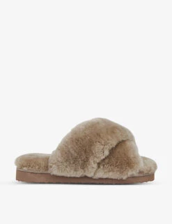 Whistles Macy Cross-strap Fluffy Slippers