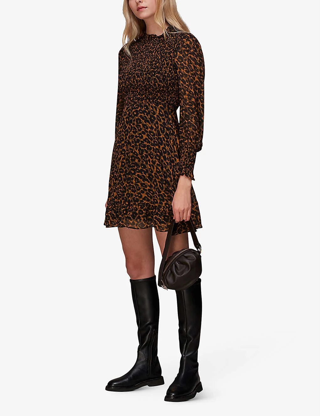 Whistles Leopard-print Shirred Woven Dress 2 Whistles Leopard-print Shirred Woven Dress - Image 2