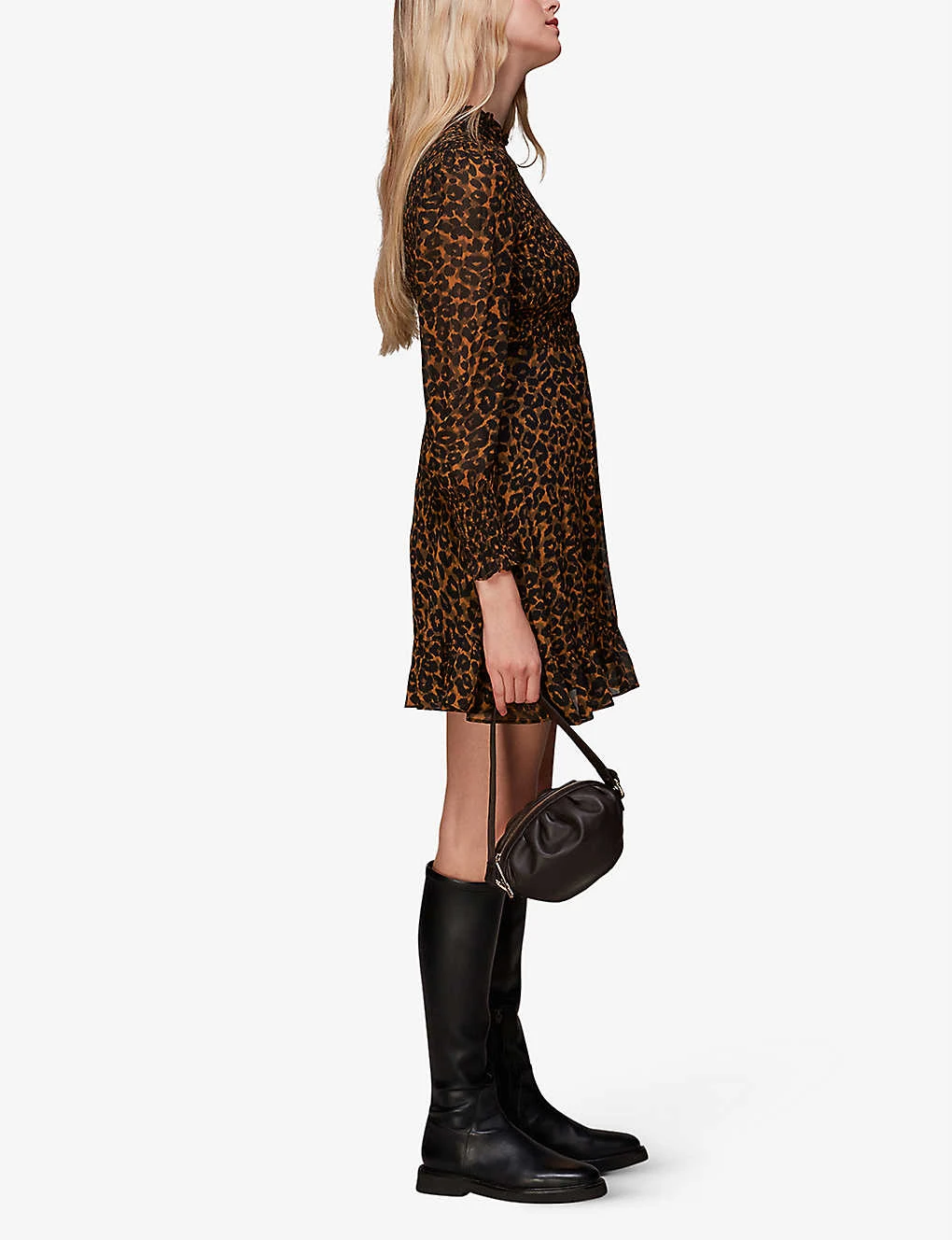 Whistles Leopard-print Shirred Woven Dress 3 Whistles Leopard-print Shirred Woven Dress - Image 3