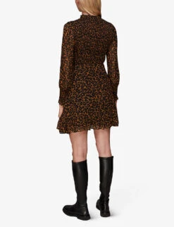 Whistles Leopard-print Shirred Woven Dress 8 Whistles Leopard-print Shirred Woven Dress -The Fashion Shop R04099234 MULTICOLOURED ALT03