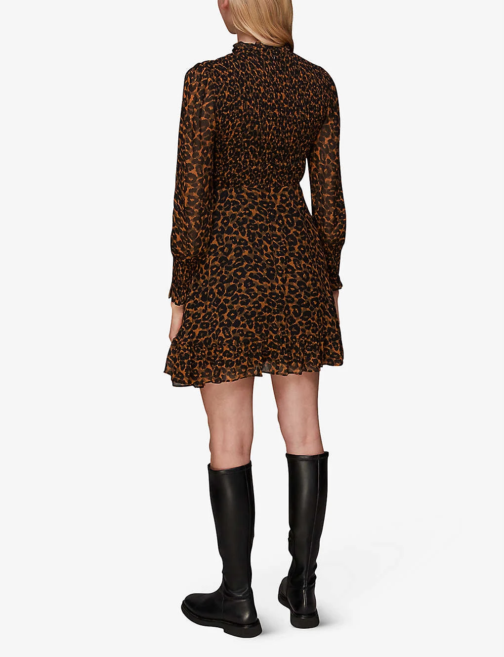 Whistles Leopard-print Shirred Woven Dress 4 Whistles Leopard-print Shirred Woven Dress - Image 4