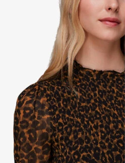 Whistles Leopard-print Shirred Woven Dress 9 Whistles Leopard-print Shirred Woven Dress -The Fashion Shop R04099234 MULTICOLOURED ALT04