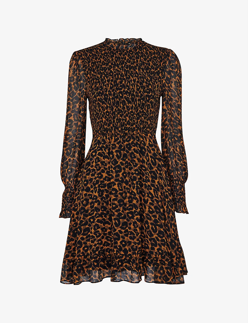 Whistles Leopard-print Shirred Woven Dress 1 Whistles Leopard-print Shirred Woven Dress