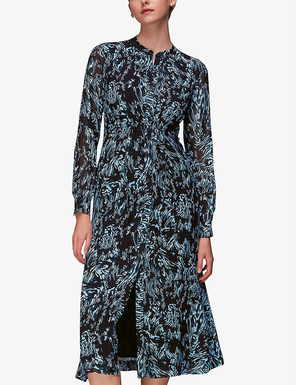 Whistles Button-fastened Tiger-print Woven Midi Dress 3 Whistles Button-fastened Tiger-print Woven Midi Dress - Image 3