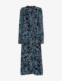 Whistles Button-fastened Tiger-print Woven Midi Dress