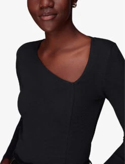Whistles Asymmetric-neckline Slim-fit Stretch-cotton Top 7 Whistles Asymmetric-neckline Slim-fit Stretch-cotton Top -The Fashion Shop R04103135 BLACK ALT02