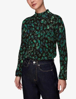 Whistles Floral-print Funnel-neck Cotton-blend Jumper -The Fashion Shop R04103966 BLACK ALT02