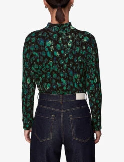 Whistles Floral-print Funnel-neck Cotton-blend Jumper -The Fashion Shop R04103966 BLACK ALT03