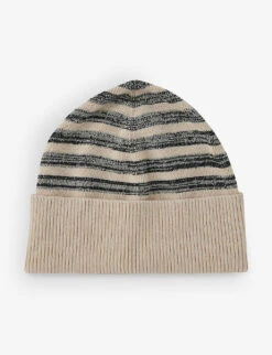 Whistles Striped Ribbed-trim Cotton-blend Beanie