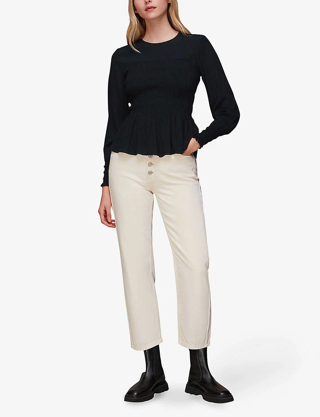 Whistles Rosanna Shirred Peplum Woven Top 2 Whistles Rosanna Shirred Peplum Woven Top - Image 2