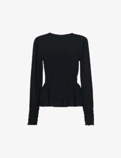 Whistles Rosanna Shirred Peplum Woven Top