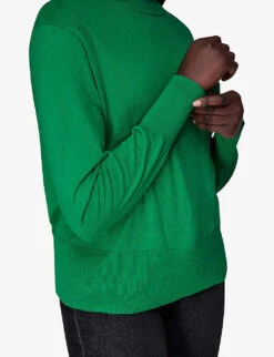 Whistles Mae Mock-neck Cotton-blend Jumper -The Fashion Shop R04105476 GREEN ALT04