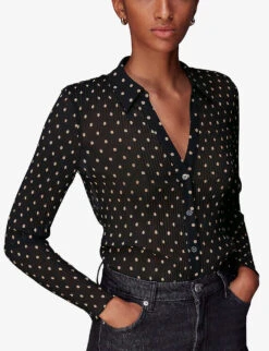 Whistles Penny Plisse Spot-print Woven Shirt 7 Whistles Penny Plisse Spot-print Woven Shirt -The Fashion Shop R04105478 BLACK ALT02