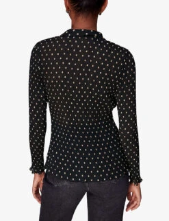 Whistles Penny Plisse Spot-print Woven Shirt 8 Whistles Penny Plisse Spot-print Woven Shirt -The Fashion Shop R04105478 BLACK ALT03