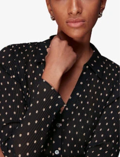 Whistles Penny Plisse Spot-print Woven Shirt 9 Whistles Penny Plisse Spot-print Woven Shirt -The Fashion Shop R04105478 BLACK ALT04