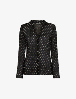 Whistles Penny Plisse Spot-print Woven Shirt