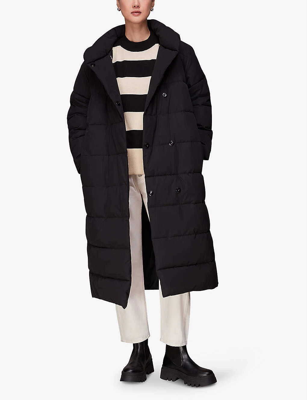 Whistles Striped Mock-neck Cotton-blend Jumper 2 Whistles Striped Mock-neck Cotton-blend Jumper - Image 2