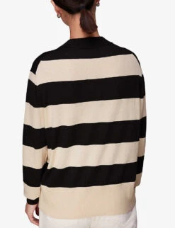 Whistles Striped Mock-neck Cotton-blend Jumper 8 Whistles Striped Mock-neck Cotton-blend Jumper -The Fashion Shop R04106975 BLACK ALT03