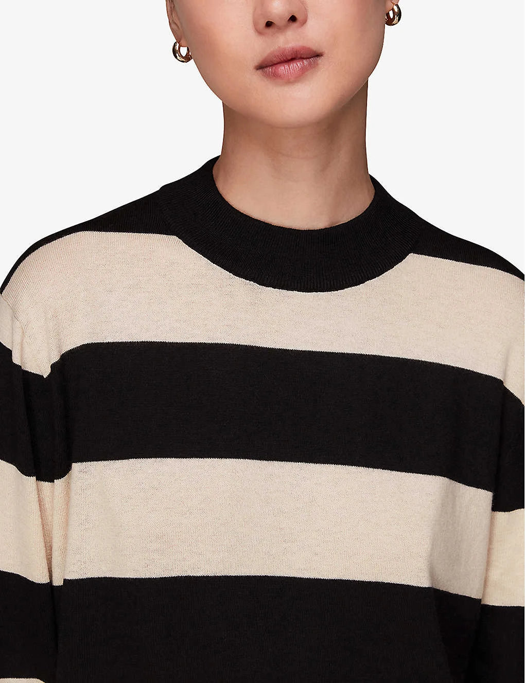 Whistles Striped Mock-neck Cotton-blend Jumper 5 Whistles Striped Mock-neck Cotton-blend Jumper - Image 5