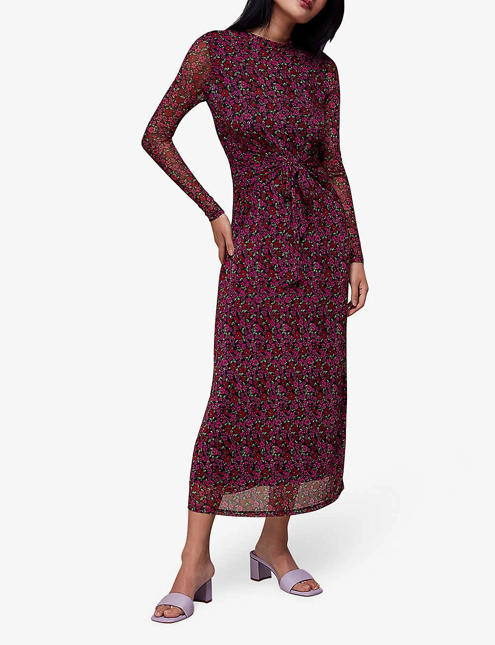 Whistles Floral-print Knotted Stretch-recycled Polyester Midi Dress 2 Whistles Floral-print Knotted Stretch-recycled Polyester Midi Dress - Image 2