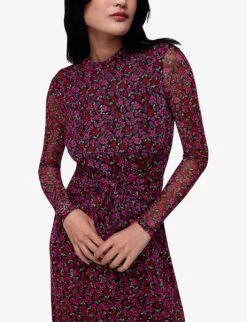 Whistles Floral-print Knotted Stretch-recycled Polyester Midi Dress 8 Whistles Floral-print Knotted Stretch-recycled Polyester Midi Dress -The Fashion Shop R04107256 MULTICOLOURED ALT03