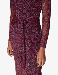 Whistles Floral-print Knotted Stretch-recycled Polyester Midi Dress 9 Whistles Floral-print Knotted Stretch-recycled Polyester Midi Dress -The Fashion Shop R04107256 MULTICOLOURED ALT04