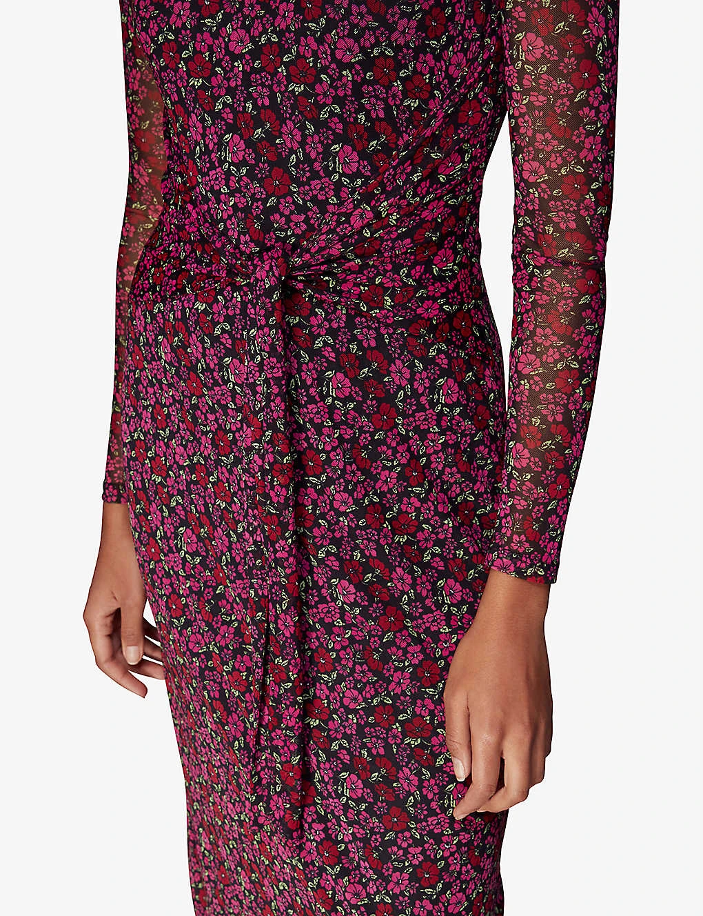 Whistles Floral-print Knotted Stretch-recycled Polyester Midi Dress 5 Whistles Floral-print Knotted Stretch-recycled Polyester Midi Dress - Image 5