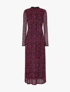 Whistles Floral-print Knotted Stretch-recycled Polyester Midi Dress