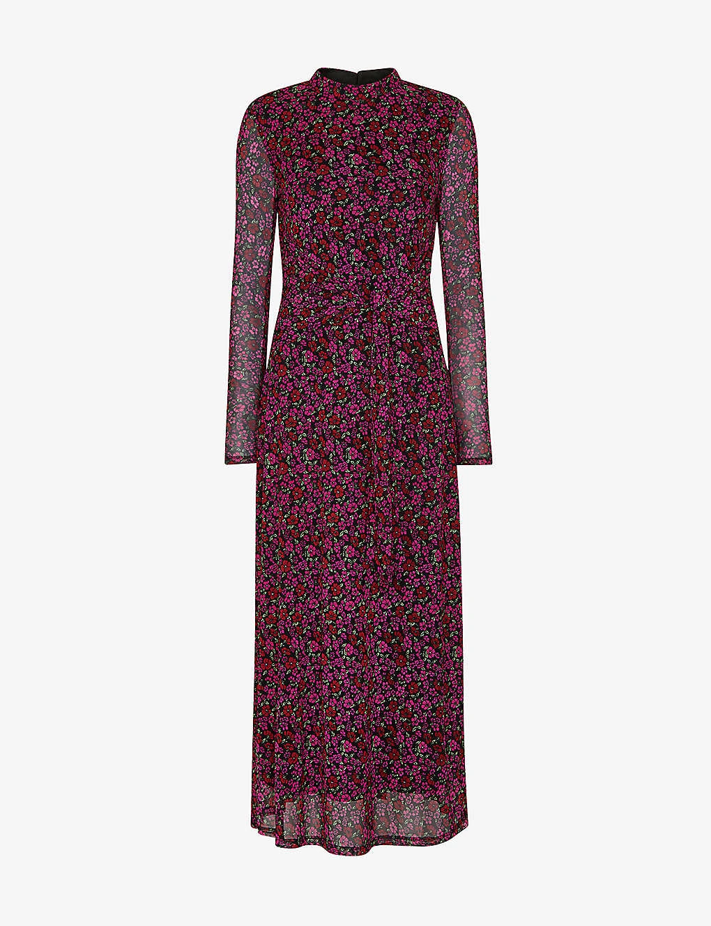 Whistles Floral-print Knotted Stretch-recycled Polyester Midi Dress 1 Whistles Floral-print Knotted Stretch-recycled Polyester Midi Dress
