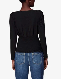 Whistles Shirred Square-neck Cotton Top 8 Whistles Shirred Square-neck Cotton Top -The Fashion Shop R04107257 BLACK ALT03