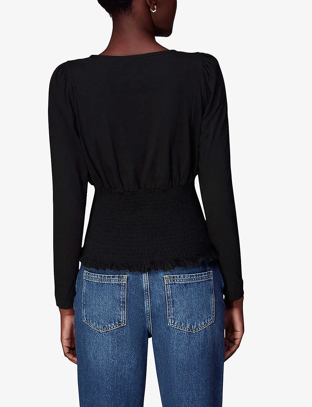 Whistles Shirred Square-neck Cotton Top 4 Whistles Shirred Square-neck Cotton Top - Image 4