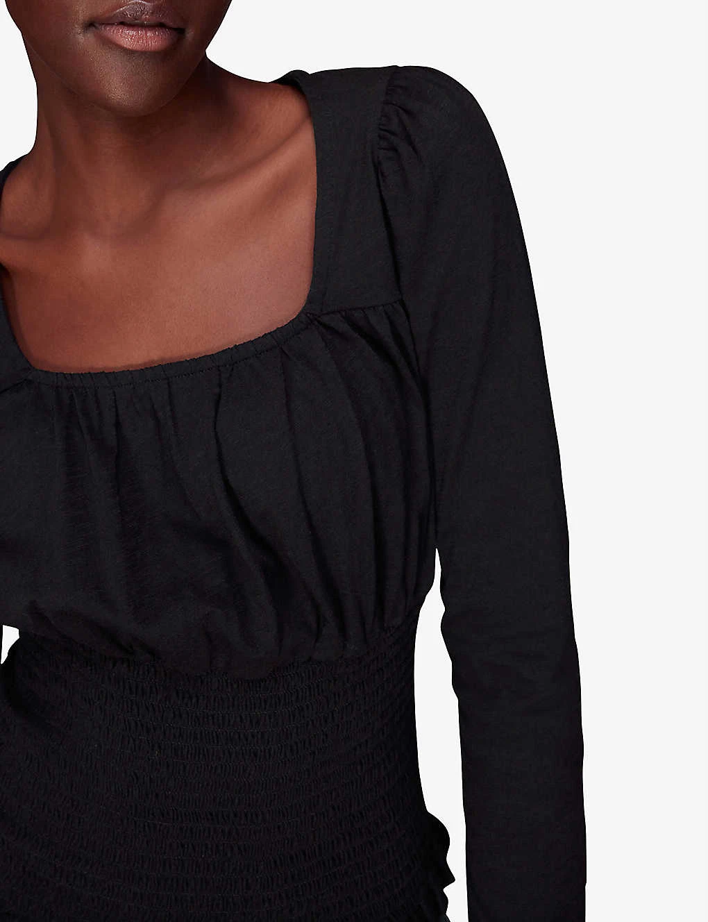 Whistles Shirred Square-neck Cotton Top 5 Whistles Shirred Square-neck Cotton Top - Image 5